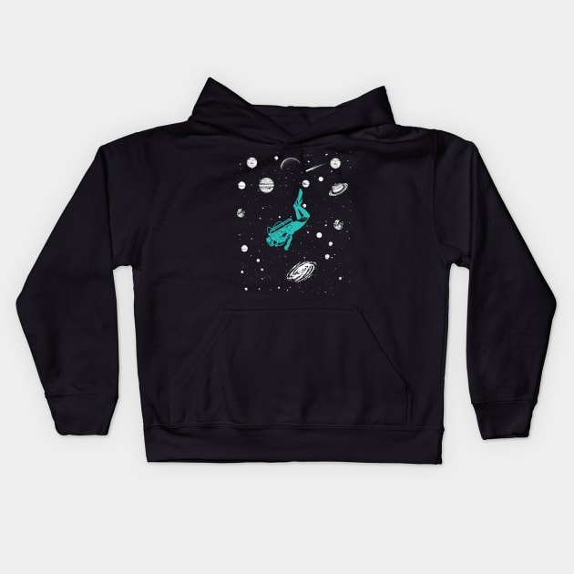 Scuba Diving In Saturn Solar System Space Scuba Diver Kids Hoodie by mrsmitful01